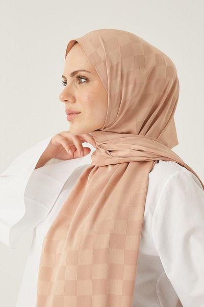 FRESCO SCARFS Γυναικείο χιτζάμπ Μεταξένιο βαμβακερό ζακάρ σάλι*μινκ