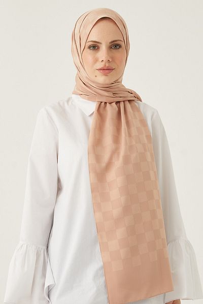 FRESCO SCARFS Γυναικείο χιτζάμπ Μεταξένιο βαμβακερό ζακάρ σάλι*μινκ