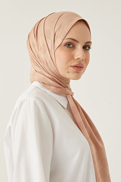 FRESCO SCARFS Women's Hijab Silky Cotton Jacquard Checkerboard Pattern Shawl*mink