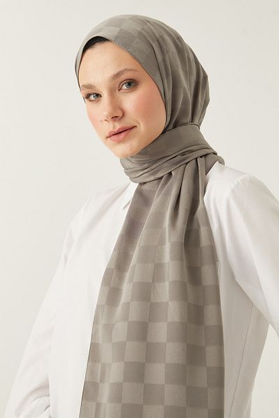 FRESCO SCARFS Γυναικεία Hijab Μεταξένιο Βαμβακερό Ζακάρ Σάλι*καπνιστό