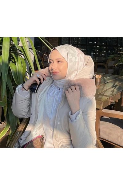 FRESCO SCARFS Γυναικείο Hijab Μεταξένιο Βαμβακερό Ζακάρ Γυαλιστερό σάλι*κρέμα