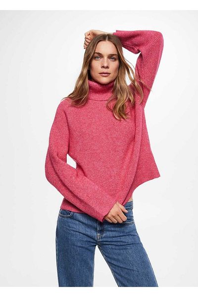MANGO Woman Ribbed Glitter Turtleneck Sweater