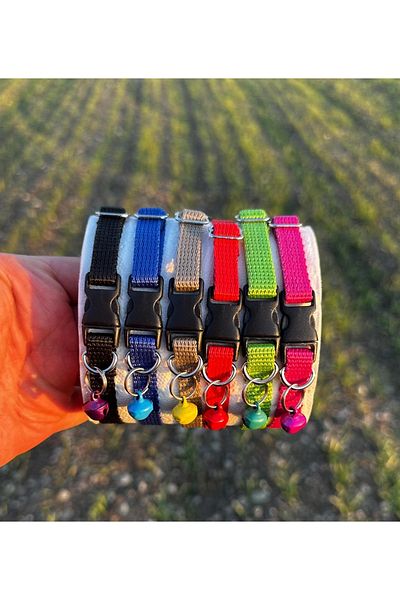 hebmeyy Cat Collar with Bell - Adjustable - 6 Color Options Price Is for 1 Piece