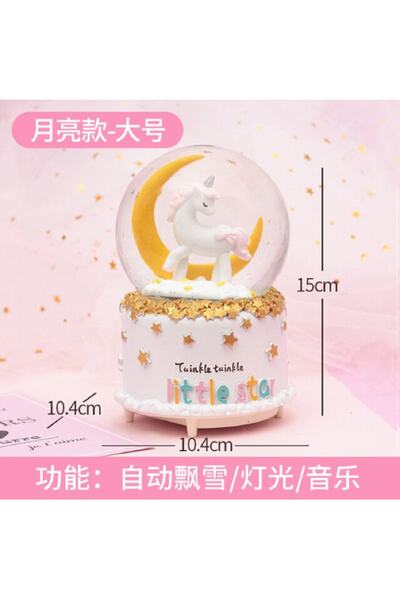 hediyeconcepti Sevgiliye Hediye Seni Düşünmek Unicorn Püskürtmeli Büyük Boy Müzikli Işıklı Kar Küresi
