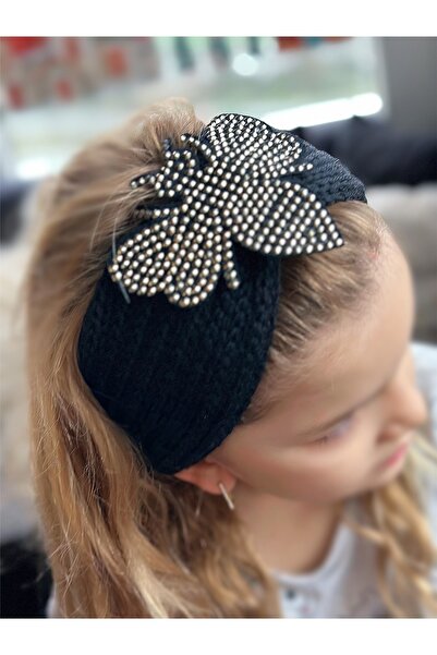 QUEEN AKSESUAR Femei de lux Copii țesătură tricotată broșă cu piatră cu capse cu logo Bandana Banda de păr Căști Black Bee