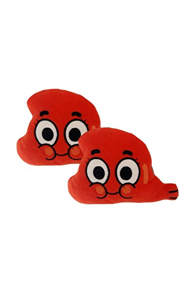 TUSBA MARKET Pernă cu emoji portocalie brodată pentru interiorul mașinii / Pernă de pluș Darwin drăguță cadou și 17x24cm / Set de 2