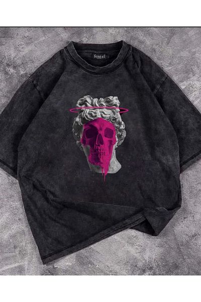 Touz Unisex Art Skull Vintage T-shirt - Washable