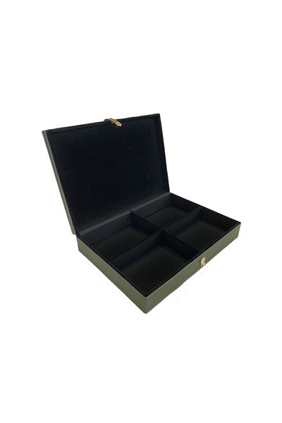 Adalinhome Leather Jewelry Box 31x22,5x6 Cm Khaki