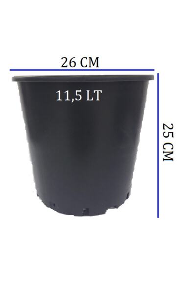 Asenya Üretim Saksısı 1 Adet 26x25 Cm 11,5 Lt Plastik Saksı Siyah Üretim Saks...