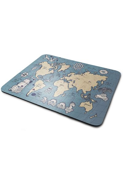 WuW Retro World Map Rectangular Anti-Slip Base Mouse Pad
