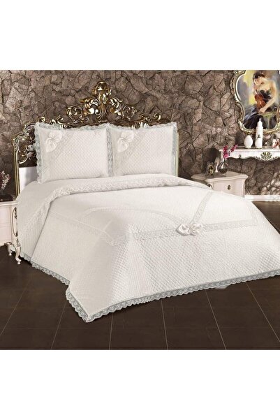 Alfima Krem Çift Kişilik Güpürlü Yatak Örtüsü