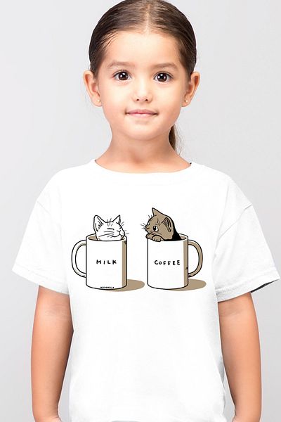 ROCKANDROLL Tricou alb cu mânecă scurtă, uni lăptoasă, pentru fetiță