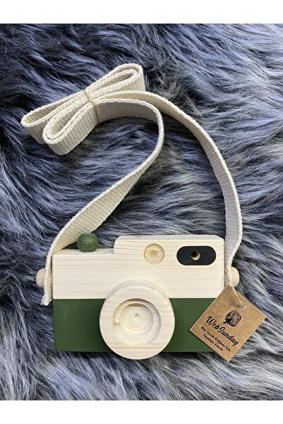 Baby Toy Wooden Camera, +1 Year Old Montessori Toy, Organic Wooden Toy-dark green