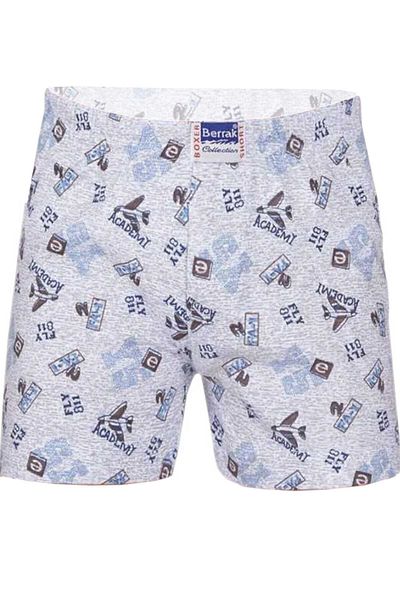 Berrak Boy's Gray Patterned Combed Cotton Boxer Set of 6