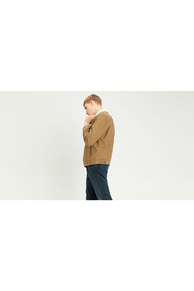 Levi's Ανδρικό λευκό μπουφάν τύπου 3 Sherpa Trucker Cougar Canvas Trucker