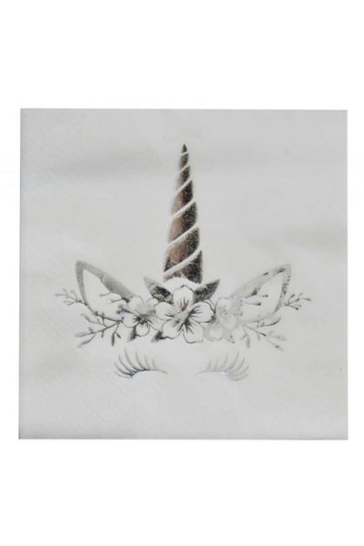 Hayaller Dükkanı Χαρτοπετσέτα Unicorn Ασημένια 33x33 cm Pk:16-