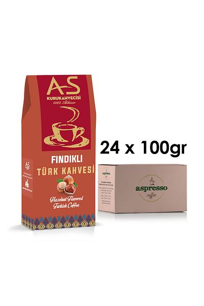 AS Kurukahvecisi Turkish Coffee with Hazelnuts 100 GrBox X 24 Pieces