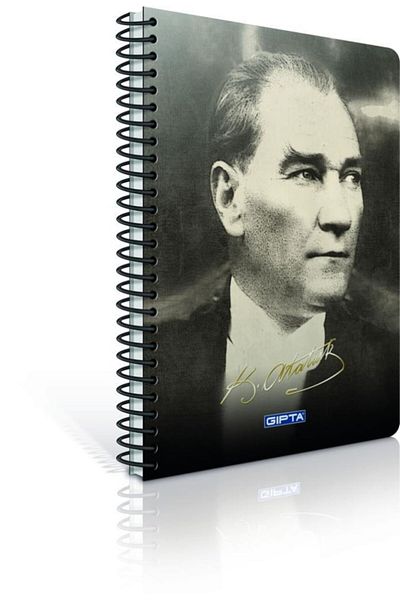 Gıpta دفتر ملاحظات Ataturk A4 Spiral Offset Pp مزود بـ 80 ورقة مخططة (عبوة من 4 قطع) 2601