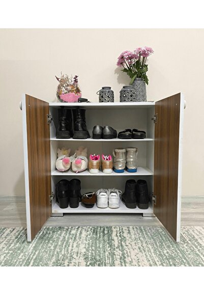 IRMAK MOBİLYA Ceviz Rengi Ayakkabılık Safir Çok Amaçlı Dolap Hol & Mutfak & Banyo & Ofis & Balkon