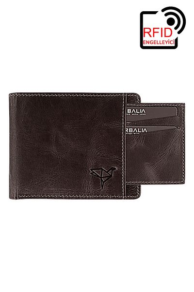 Garbalia 100% χειροποίητο γνήσιο δέρμα Rfid Blocking Crazy Grey Πορτοφόλι Θήκη