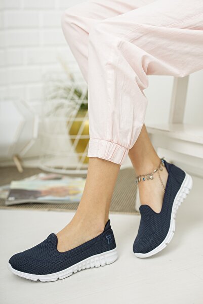 Deripabuc Navy Blue Women's Sports Ballerina Walking Shoes Çpç-0001