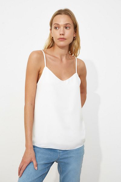 Trendyol Collection Ecru Basic Strappy Woven Μπλούζα TWOSS19BB0224