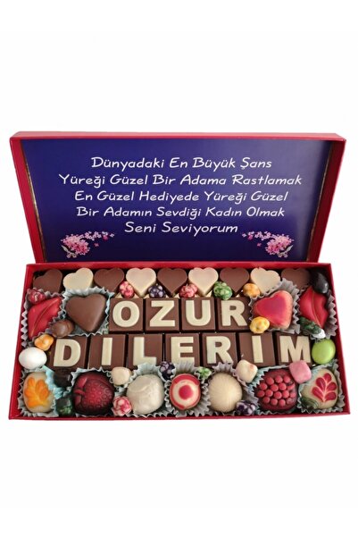 Yazılı Harfli Isimli Resimli Hediyelik Çikolata Kutusu Özür Dilerim