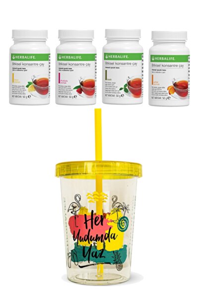 Herbalife Mega Çay Seti 4 Aroma Birden 200gr ve Renkli Chiller
