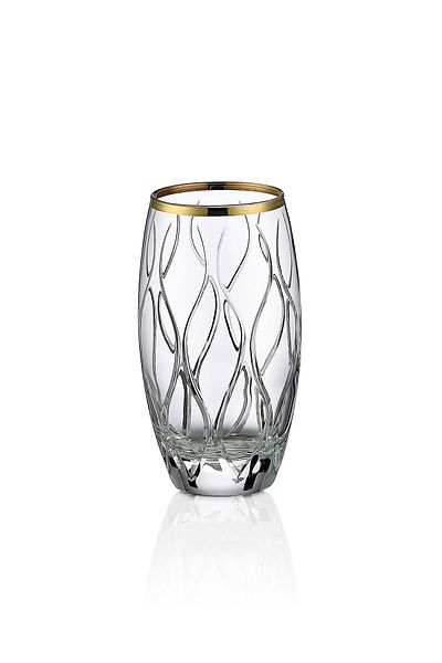 KCD Kilim Gold Cut Hand Decor Gilded 6 Pieces Patterned Water and Soft Drink Glass Set