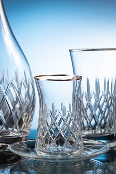 KCD Delux Platin 6 Kişilik 12 Parça Çay Bardak Seti