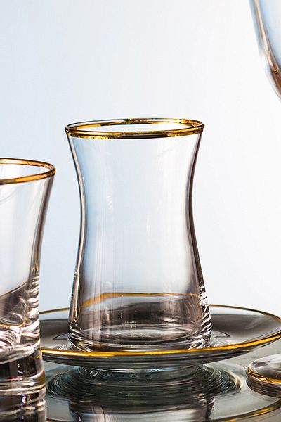 KCD Soprano Gold 12-Piece Tea Cup Set for 6 People