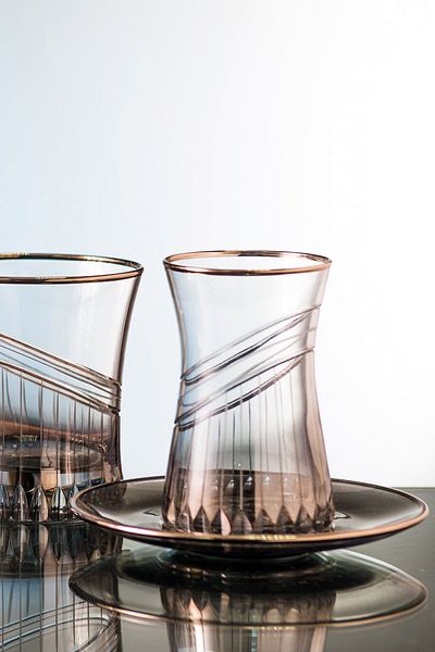 KCD Seremoni Smoked 6-Person 12 Piece Tea Cup Set