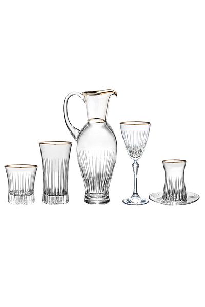 KCD Lavita Platinum 31 Piece Glass Tableware Presentation Dowry Set Water Cup Set Cutting Hand Decor