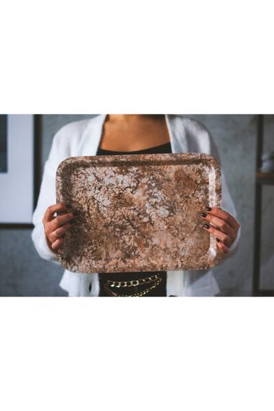 CAMBRO Dekoratif Servis Tepsisi Azul Aran Mermer 24x35cm