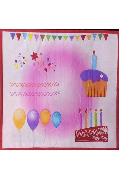 papercraft Pink Cake Patterned Paper Birthday Napkin 14 Pieces