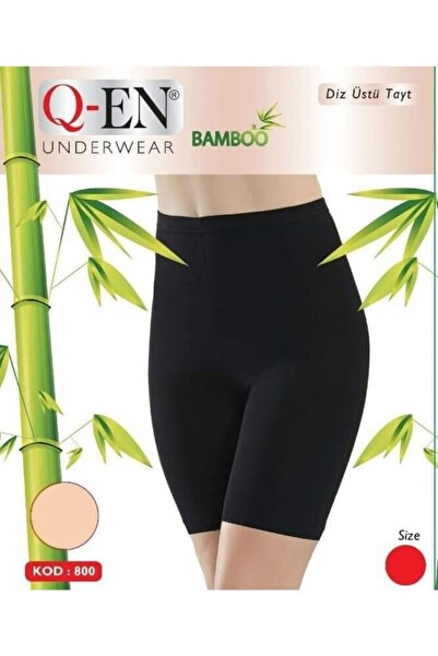 Q-EN Γυναικείο μαύρο μπαμπού καλσόν πάνω από το γόνατο