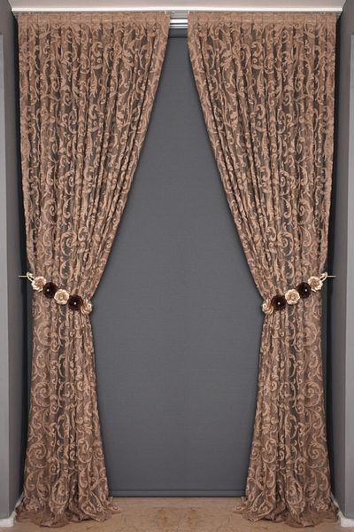 AKÇA TEKSTİL Sultan 2 Mink Color Single Wing Ready-made Planted Pleated Background Curtain 75*260 Cm