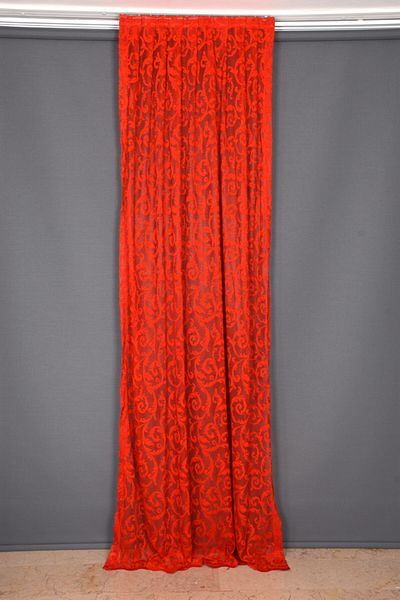 AKÇA TEKSTİL Sultan 2 Red Single Wing Ready Planted Pleated Background - 75*260 Cm