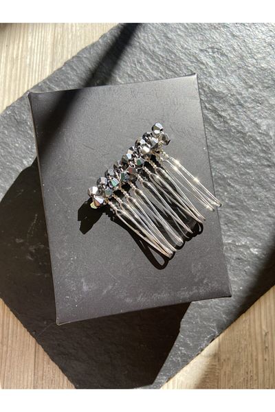 Pearly Handmade Mini Pieptene Cristal Afumat 4 Cm