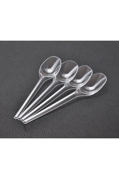 Eskidji Sanat Evi Soup Spoon Dessert & Ice Cream & Party & Celebration Sup Transparent Plastic Spoon 100 Pack