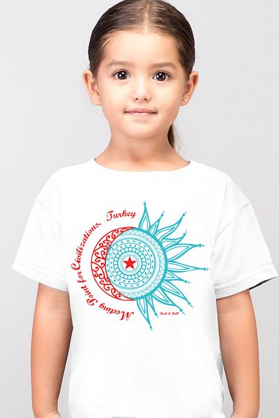 ROCKANDROLL Tricou alb cu mânecă scurtă Türkiye Crescent Star pentru fete