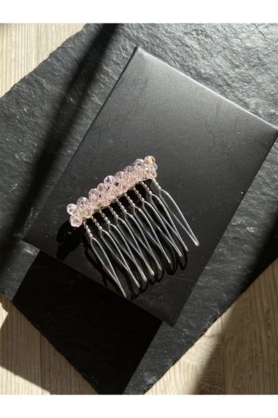 Pearly Handmade Pembe Mini Kristal Tarak Toka 4 см
