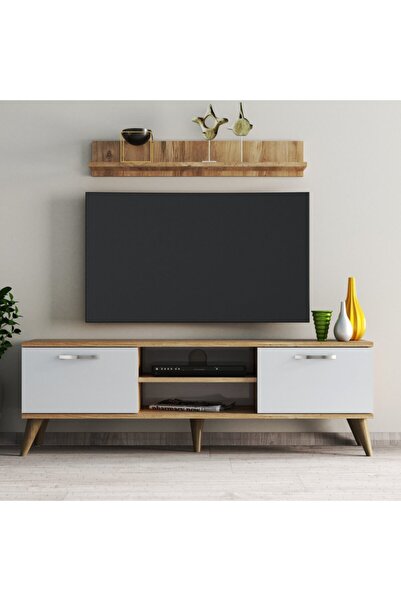 Tanmob Safir 138 Lik L Raflı Tv Ünitesi Çam - Beyaz - Tvu0403