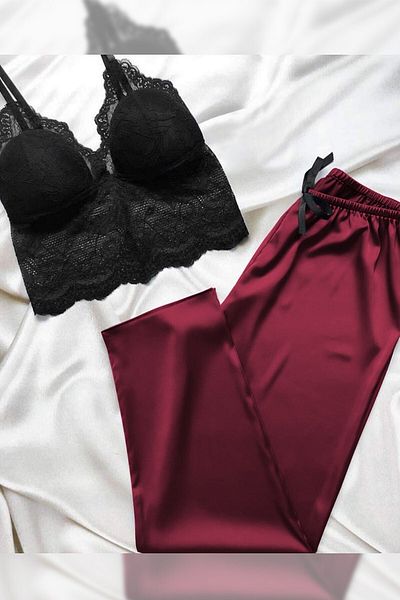 PEMBİŞ HOMEWEAR Claret Red Relax Pajama Set