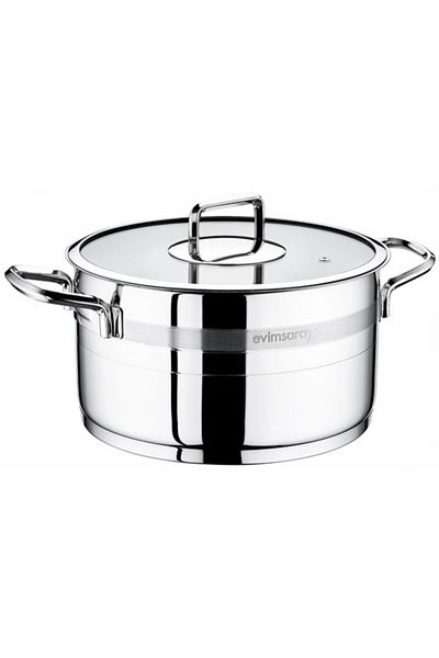 Evimsaray Sapphire 24 cm Stainless Steel Deep Pot