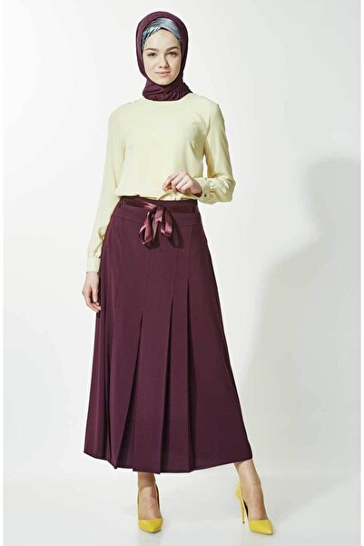 SORALLİNE Women's Purple Plus Size Pleated Skirt