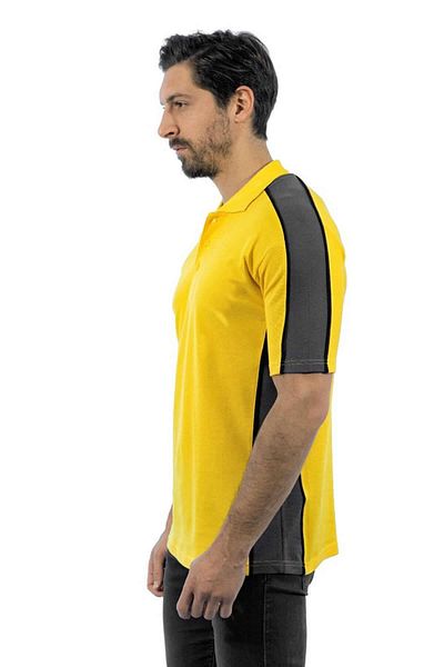 Şensel Men's Yellow Gray Collared Cotton T-shirt 136e2165