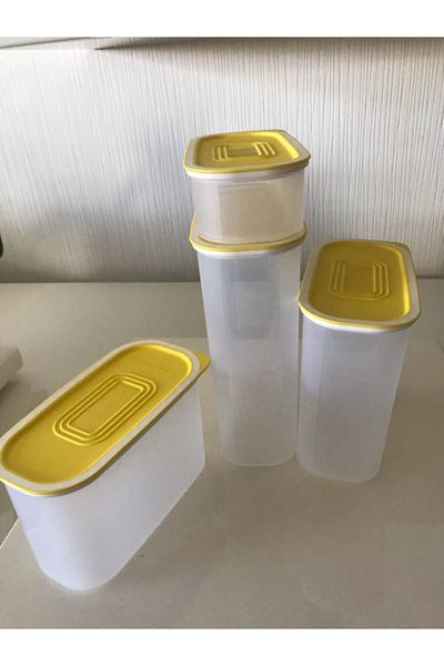 Tupperware Oval Water Set of 4 Yellow Lid Food Storage Containers