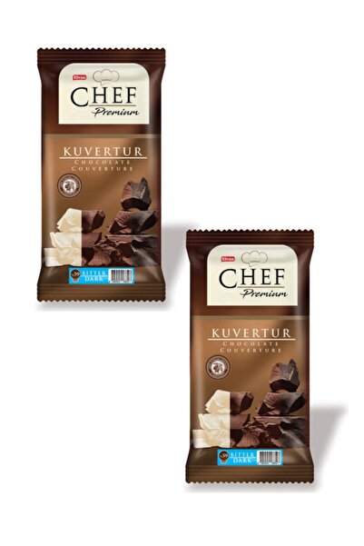 Elvan Chef Premium Mini Kuvertür Bitter Çikolata 200 G. - 2 Adet