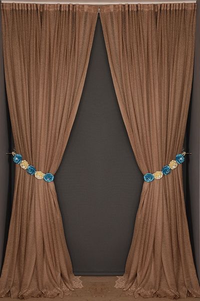 AKÇA TEKSTİL Narrow Skirt Model Mink Color Single Wing Ready Planted Pleated Background Curtain 300*260 Cm